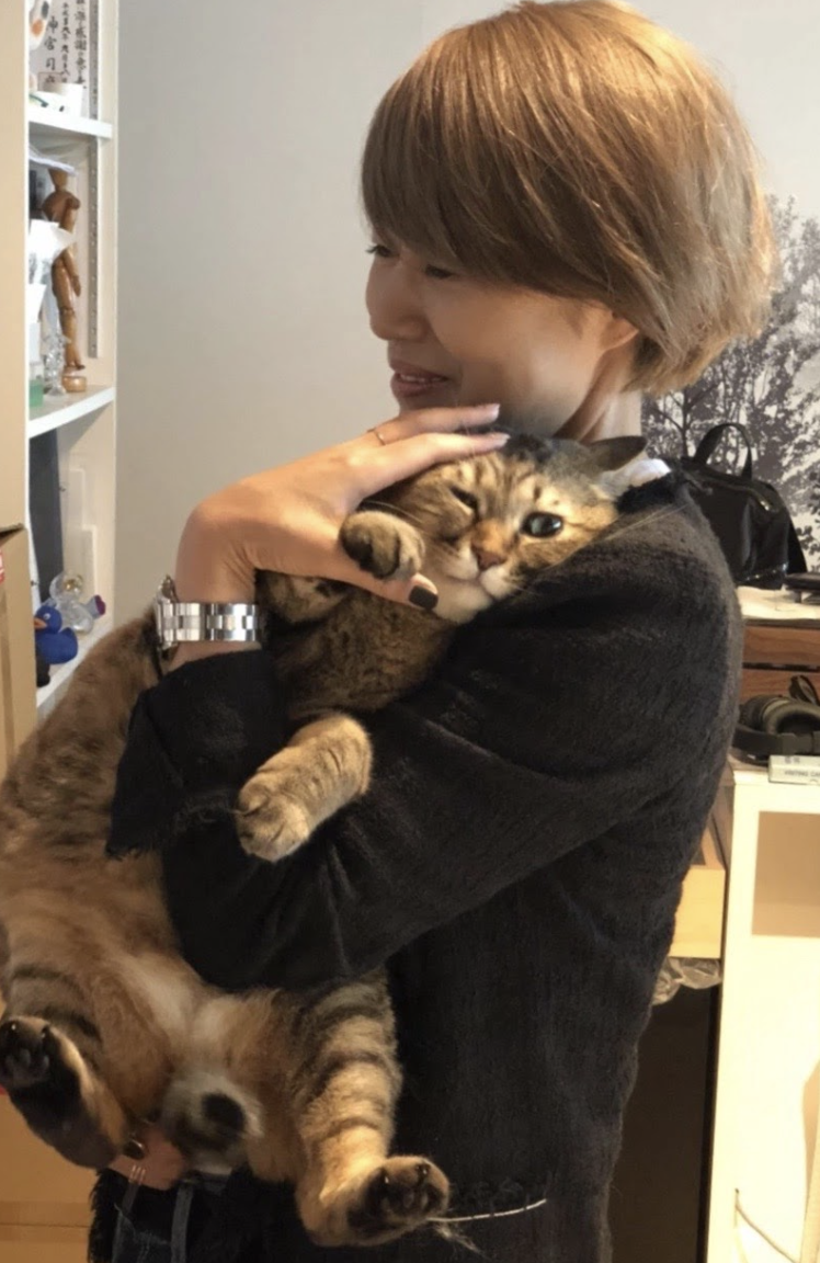 猫を抱く折原美紀