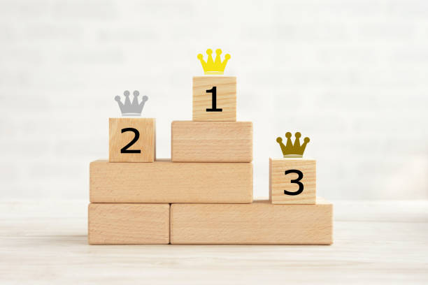 Podium composed by wooden blocks